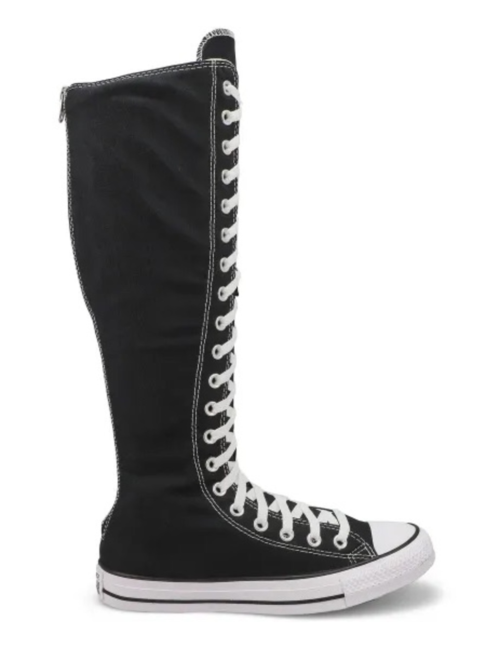 Converse Women’s Black and White Knee-High Lace-Up Canvas Boots